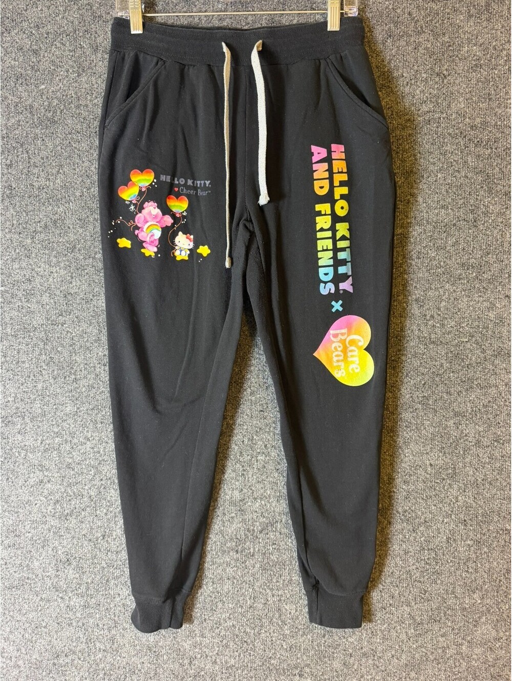 Hello Kitty x Care Bears Sweatpants M Medium Black Joggers Bioworld Sanrio